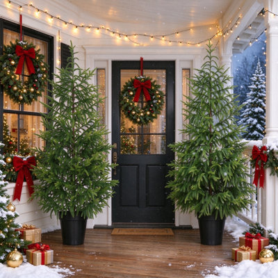 Ensemble de sapin de Noël artificiel 2,4 pi avec 133 pointes moulées et base en pot Norfolk