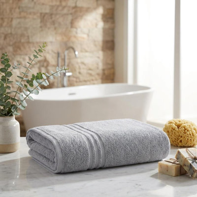 Ensemble de deux draps de bain en coton turc gris pâle, 35 po x 66 po