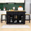 Ensemble d'îlot de cuisine avec 2 tabourets de bar, prises de courant intégrées et rangement extensible-332201031
