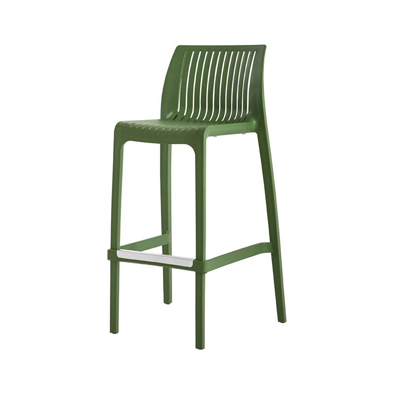 Nayma Outdoor Low Back Stool, Olive Green, Bar Stool (40.2” Seat Height)