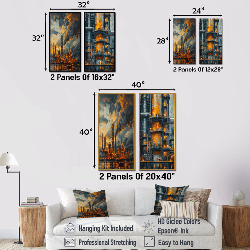 Ensemble de 2 pièces d'art mural Kulsum, H 40 po x l 40 po, Cadre Whilte Floater