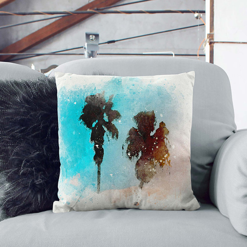 Los Angeles Palm Trees Cushion with Filling, White, 55cm H x 55cm W x 20cm D