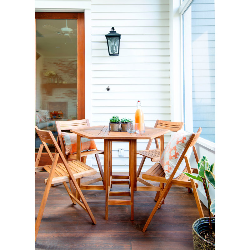 Lagarde 4 - Person Acacia Wood Patio Dining Set with, Natural
