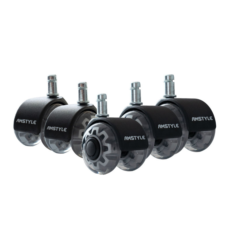 Set Of 5 Office Chair Castors, Heavy-duty Castors, Smooth-running Universal Castors, Silver