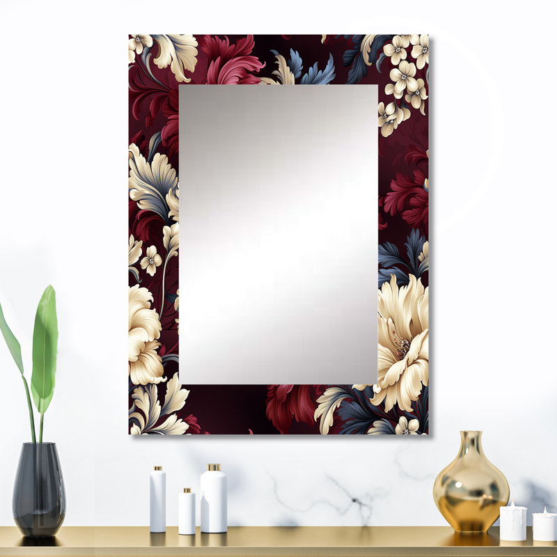 Holbrook Regency damassé motif victorien grandiose - miroir floral, 32 po x 24 po