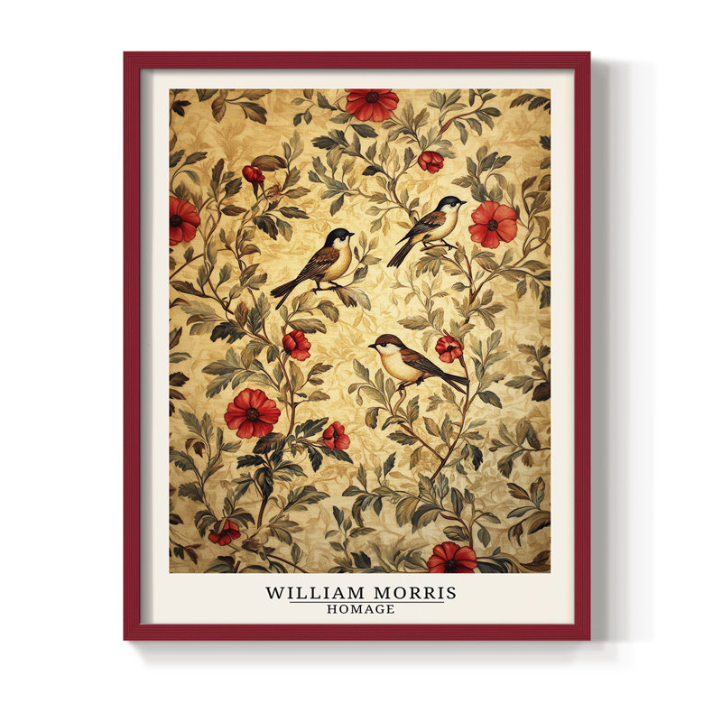 Imprimé encadré en bois massif de la série CL XXXVII de Wm Morris, H 11 po x l 9 po, Rouge
