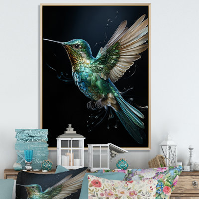 Woodleigh Teal Black Hummingbird Aérien Grace - Art mural colibri