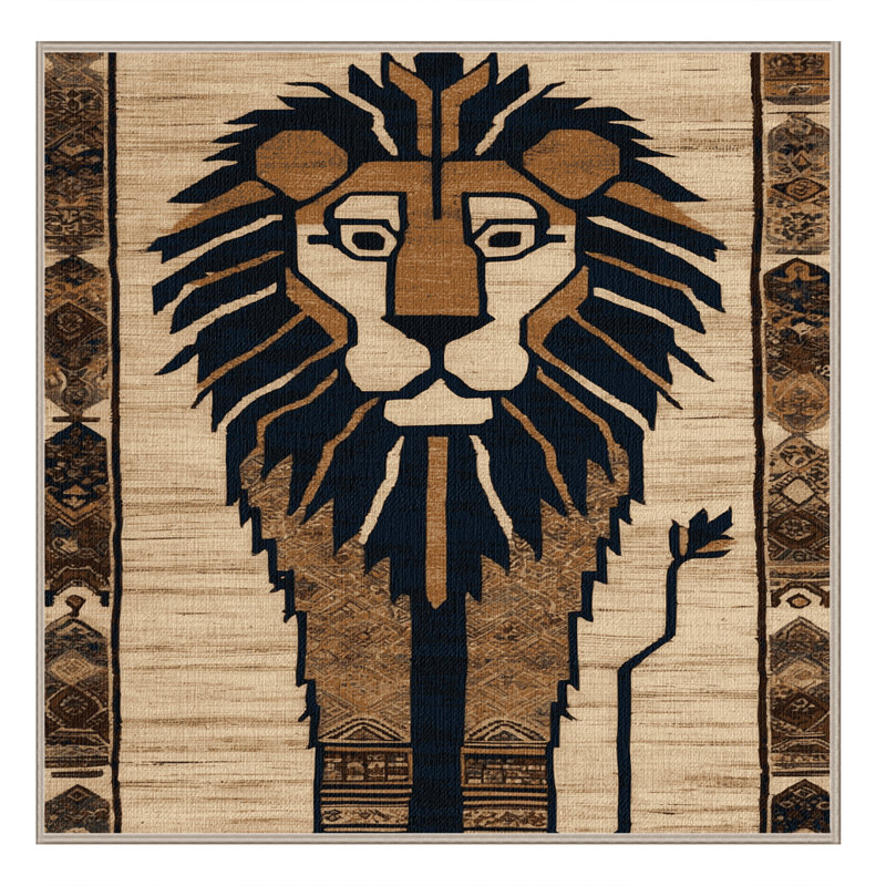  Tapis lavable lion d'Afrique de l'Ouest avec gros chats, Carré 7 pi
