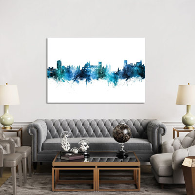 Granada Spain Skyline Blue Teal by Michael Tompsett - Wrapped Canvas Gallery-Wrapped Canvas Giclée