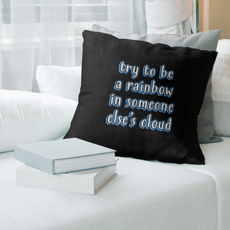 Essayez de devenir un coussin en arc-en-ciel, 26 po x 26 po, Bleu