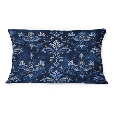 Coussin lombaire bleu marine Glamour Damask I