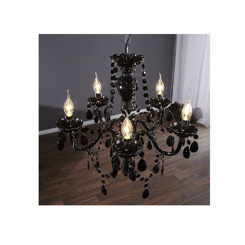 5 - Light Candle Style Chandelier, Black
