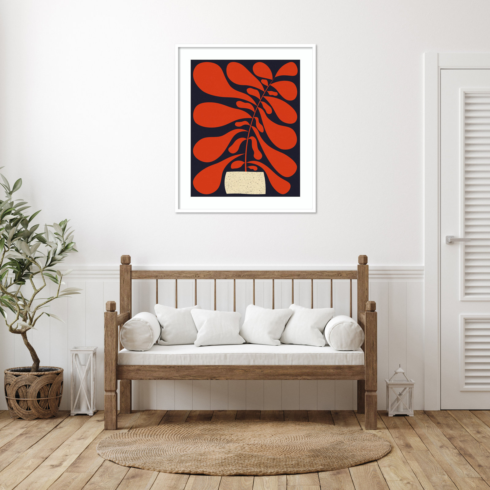 Lynne "Lazy Plant No. 1" Print, White , 40" H x 33" W