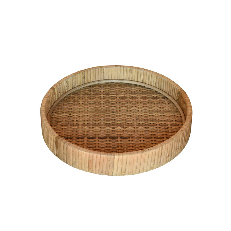 Plateau rond tressé en bambou, 9.50''