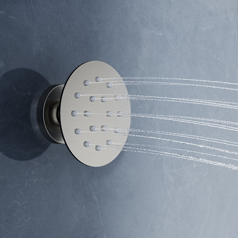 Système de douche à 3 fonctions avec pomme de douche ronde ultra-mince de 10 po, jets de corps et douche à main (valve incluse)