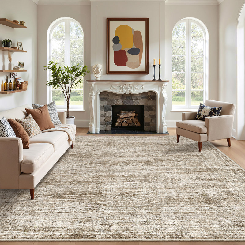 Non-Slip Washable Stain Resistant Area Rug For Living Room Bedroom Dining Room - Brown 8'X10', Rectangle 8' x 10', Brown