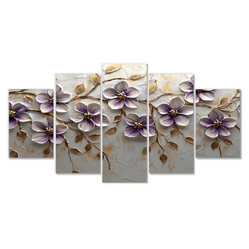 Ensemble d'illustrations murales lilas - lilas