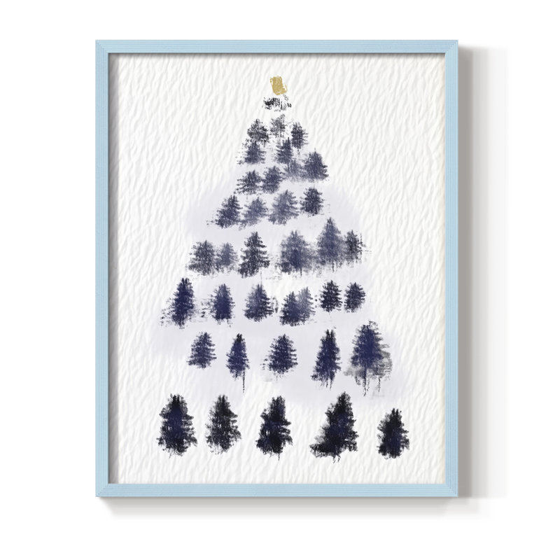 Reproduction encadrée - bois massif, H 15 po x l 12 po, Bleu