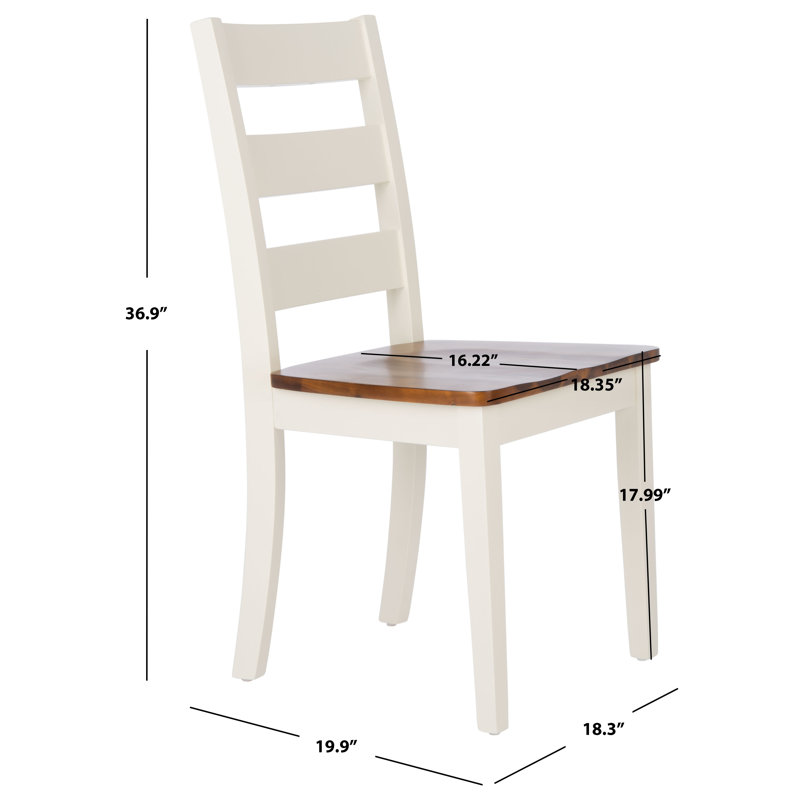Silio White and Natural Ladder Back Dining Chairs, Set of 2