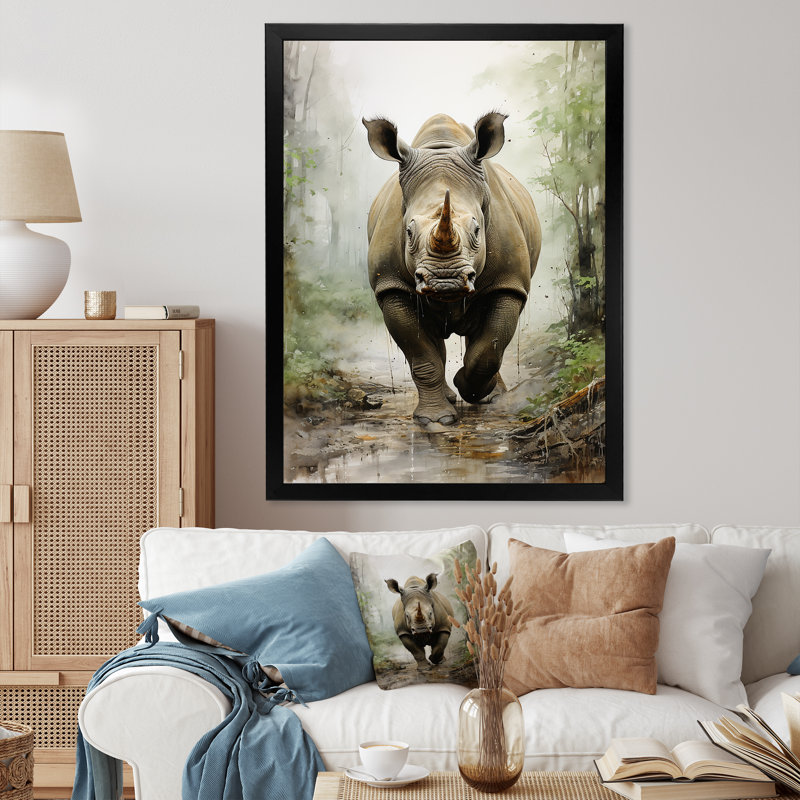 Rhinocéros Gardien cornu I, Cadre photo noir, H 20 po x l 12 po x P 1 po