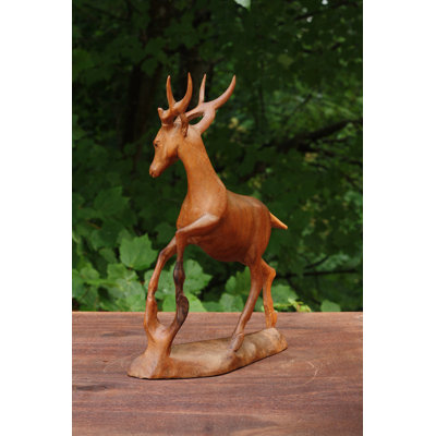 12 "en bois sculpté à la main cerf Figurine Sculpture Statue Art Home Decor Accent Lodge décoration en bois fait à la main renne