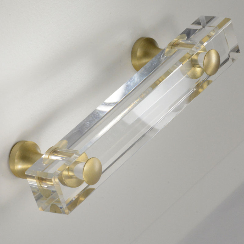 Clear Glass and Satin Brass 3" Bar Pull Handle