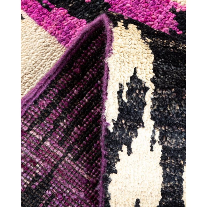 Hand-Knotted Multicolor Wool Ikat Print Area Rug 10' x 14'