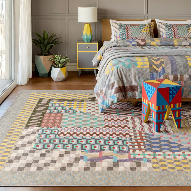 Tapis à motif géométrique Boho, Rectangle 8' x 10'