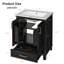 Meuble-lavabo de 24 po de conception, un seul lavabo, 2 portes d'armoire à fermeture en douceur, 1 tiroir compartimenté, tablette de rangement à deux niveaux, noir