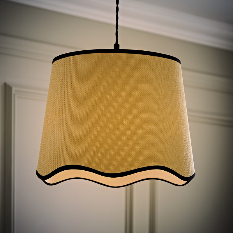 27cm H Fabric Empire Lamp Shade ( Slip-On ), Natural/Black