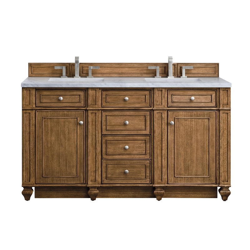 Bristol 60'' W Double Vanity, Saddle Brown, Eternal Jasmine Pearl