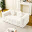 Canapé moderne de 66,5 pouces sans os avec deux coussins décoratifs circulaires, tissu en polyester à poils longs texturé litchi doux pour la peau, canapé à deux places en mousse à carreaux