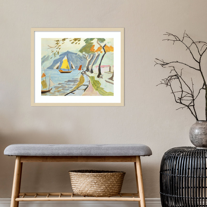 «Macau Shoreline», reproduction encadrée sur papier par Anne Durham, H 21 po x l 25 po x P 1 po, Brun