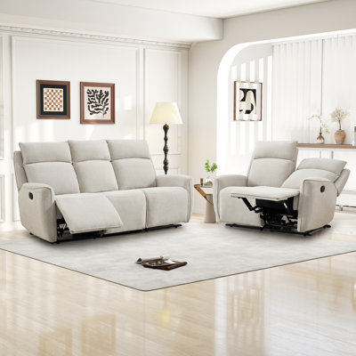 2 - Piece Modern Chenille Upholstered Manual Reclining Living Room Set