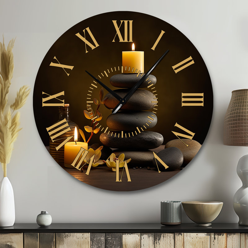 Horloge murale Zen Serenity Cairn, Grand