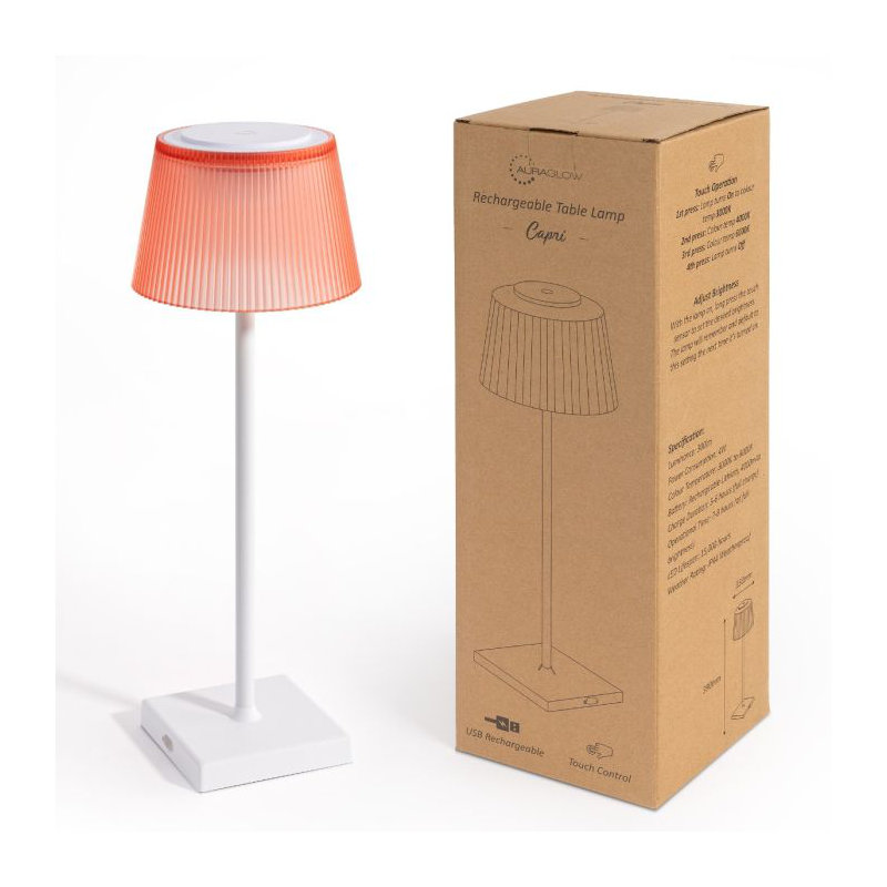 Metal Desk Lamp, Red, White