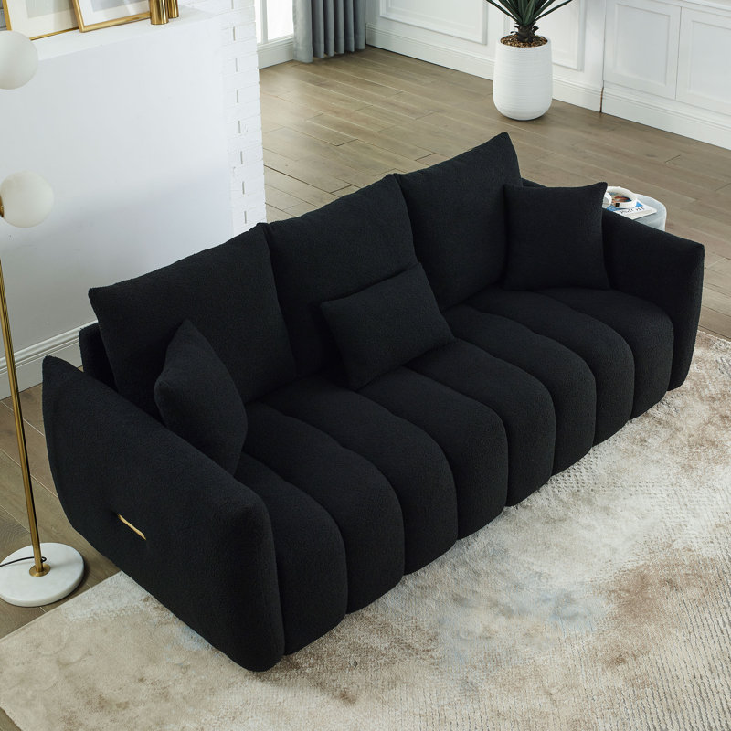 Jittender Upholstered Sofa, Black Chenille, 32" H x 82" W x 36" D