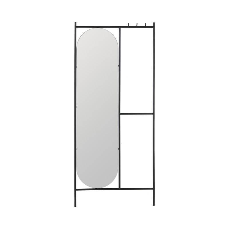 Aafreen Metal Flat Floor Mirror with Hooks