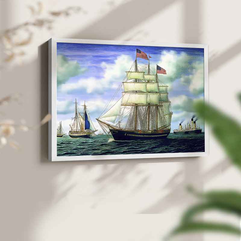 Série nautique - XLVI - Impression encadrée - Restickable, H 11 po x l 14 po, Blanc