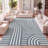 Aleighana High-Low MidCentury Modern Arch Stripe Two-Tone Navy/Cream Indoor/Outdoor Rug-2026780407