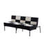 Canapé futon noir et blanc en velours à carreaux avec dossier réglable à 5 positions et structure en métal