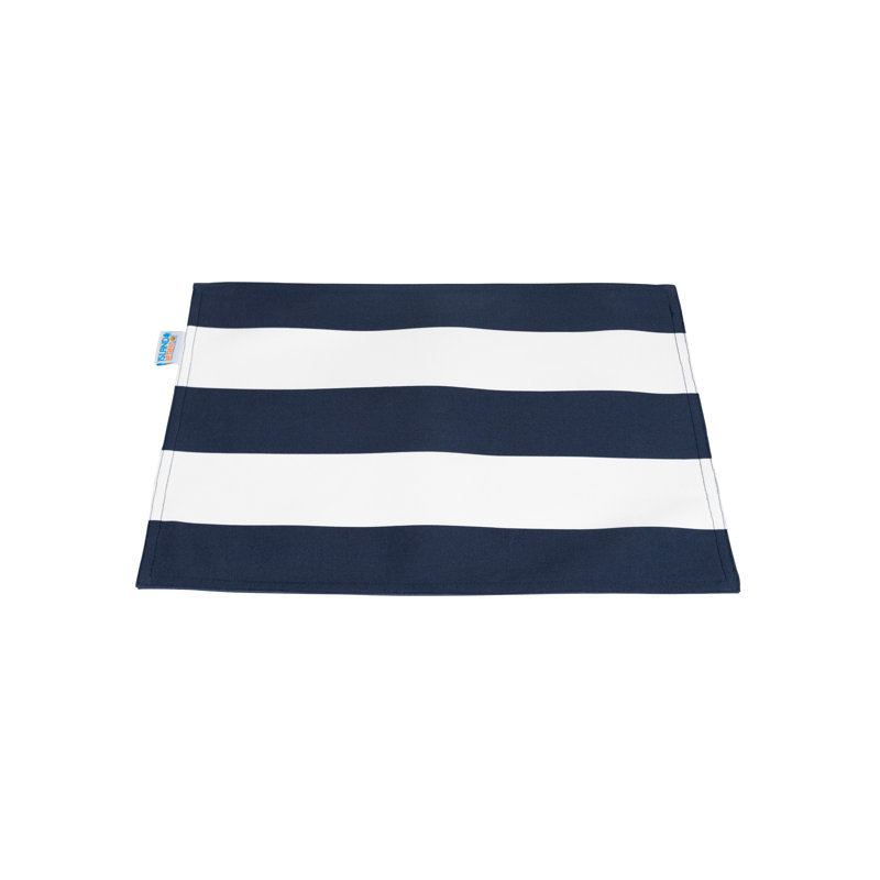 Navy and White Striped Reversible Outdoor Fabric Placemats, Set of 6
