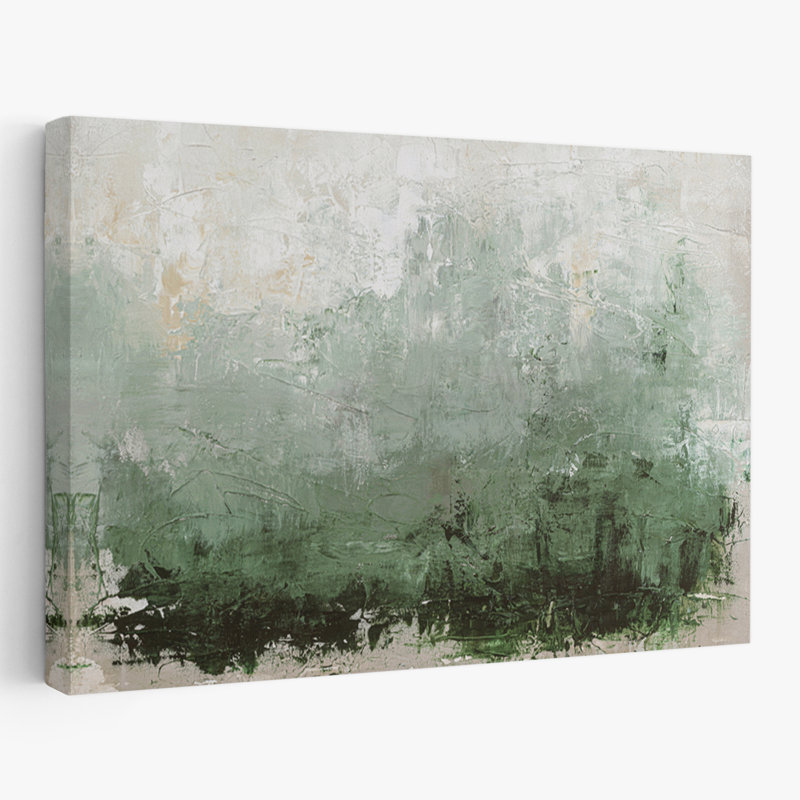 Nouvelle histoire - Art abstrait vert minimaliste abstrait, H 24 po x l 16 po