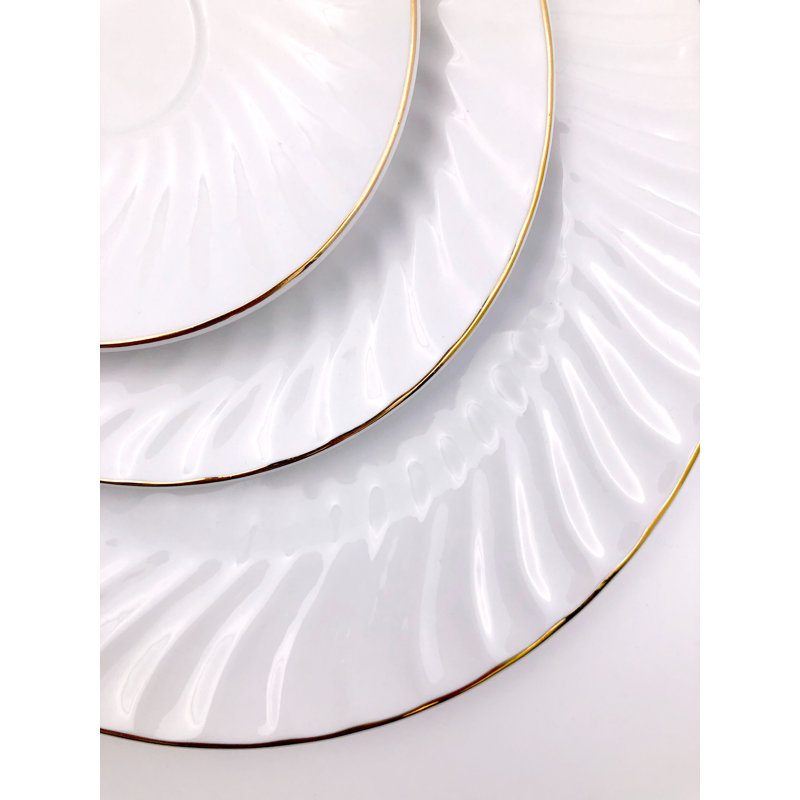 Service de vaisselle en porcelaine blanche Hertford 45 pièces, design en relief (service pour 8)