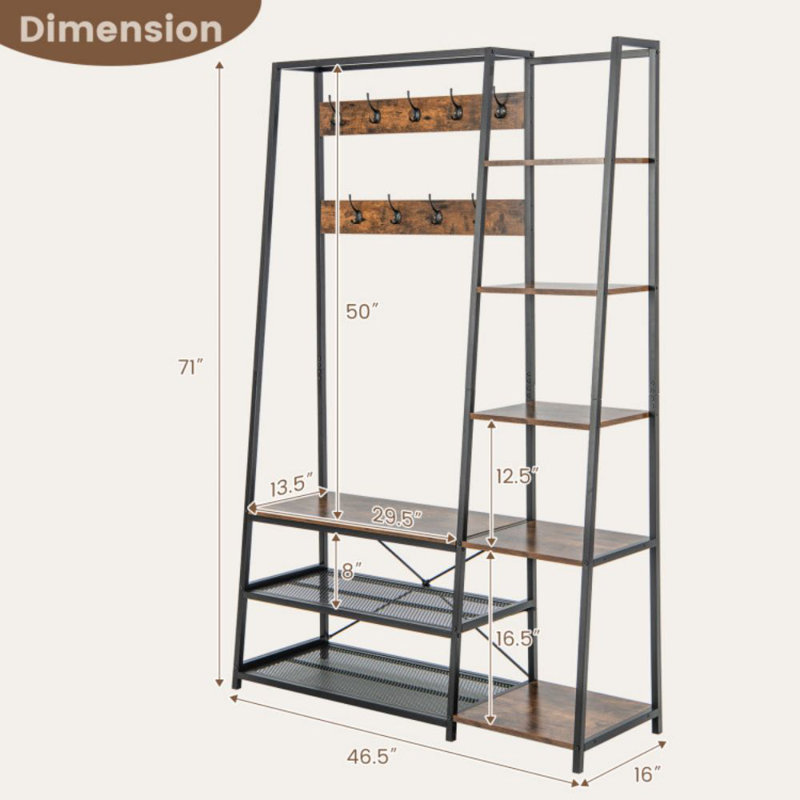 Arbre d'entrée Dunford d'une largeur de 46,5 po avec banc et rangement pour chaussures
