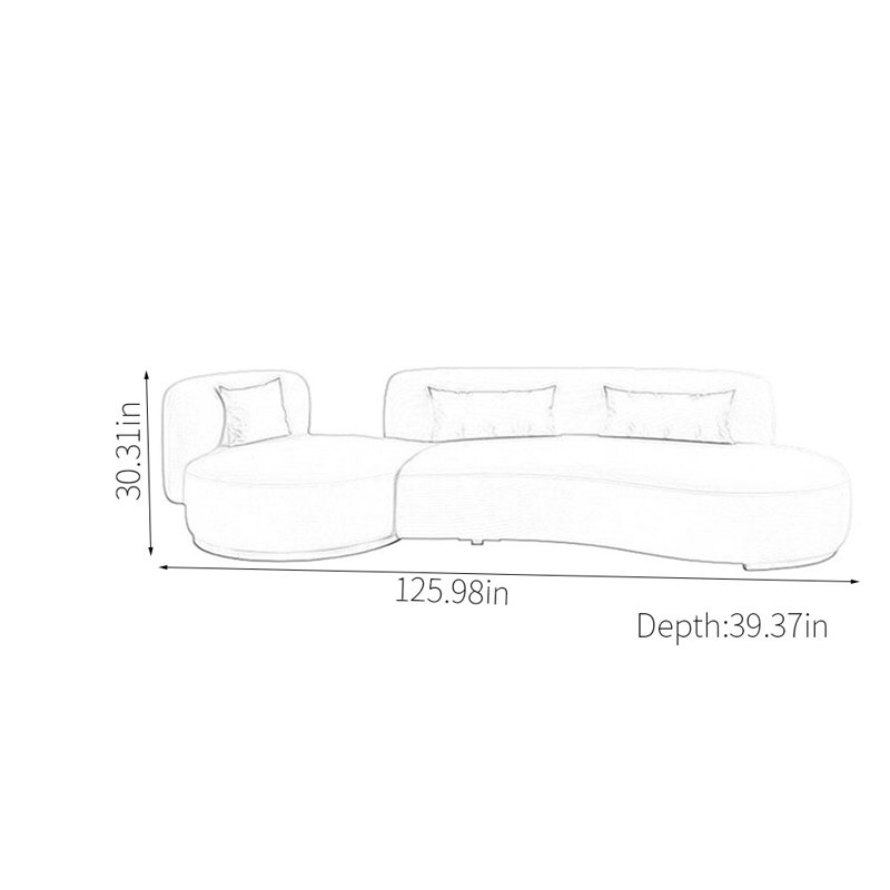 Canapé rond princesse, H 30,31 po x l 125,98 po x P 39,37 po, 5