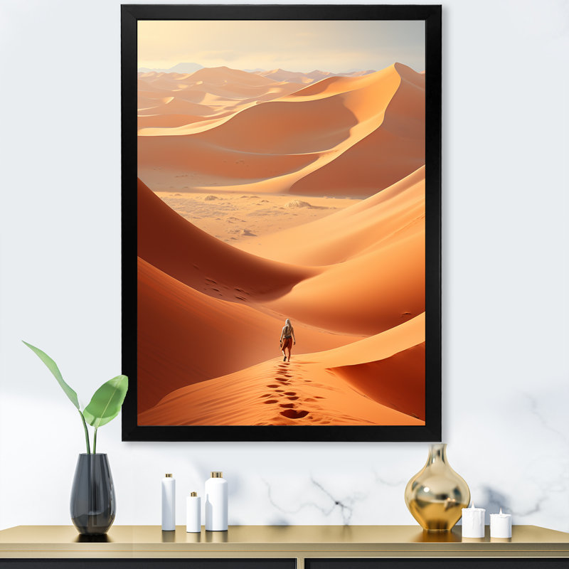«Desert Sahara Landscape II», reproduction sur toile, Cadre simple noir, H 20 po x l 12 po x P 1 po