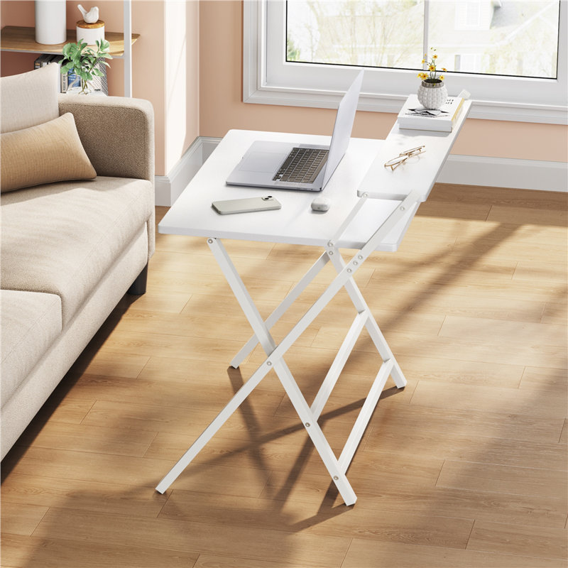 Foldable Steel Computer Desk, 90cm. H x 86.5cm. W x 60.5cm. D, White