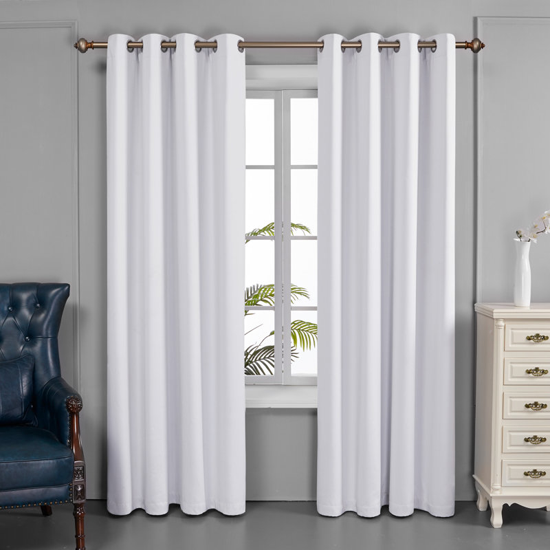 Paire de rideaux doublés occultant 100% Bursaite, L 52 po x L 108 po, Blanc grisâtre
