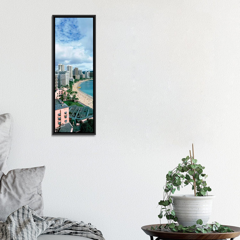 Plage panoramique de Waikiki, Honolulu, Hawaï, reproduction de photo sur toile tendue, H 48 po x l 16 po x P 1,5 po